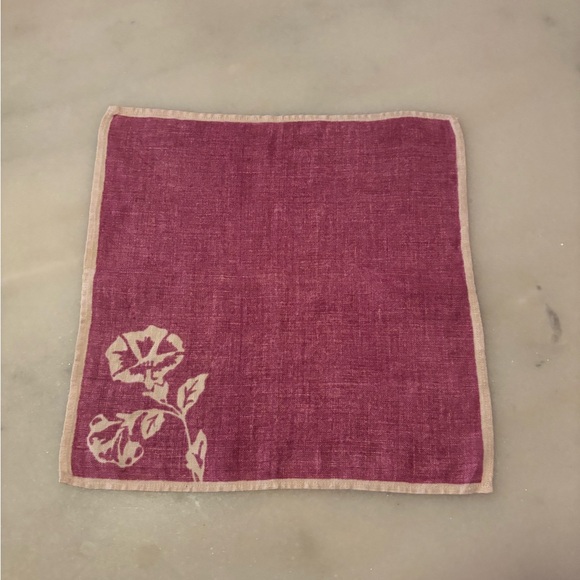 Accessories - Vintage Floral Cloth Napkin / Scarf - purple / pink